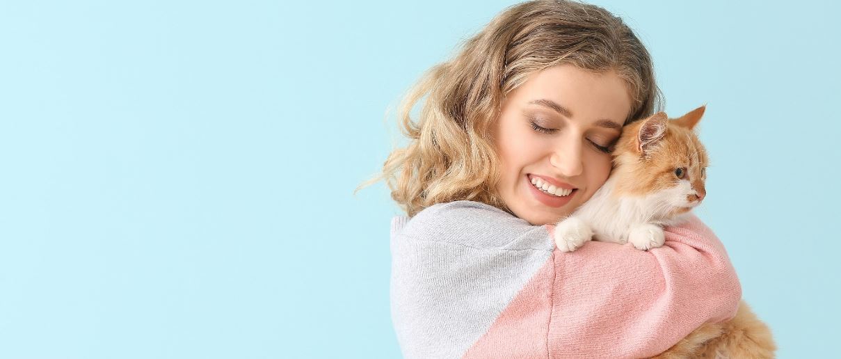 Hug Kitty Lady hugs her kitty